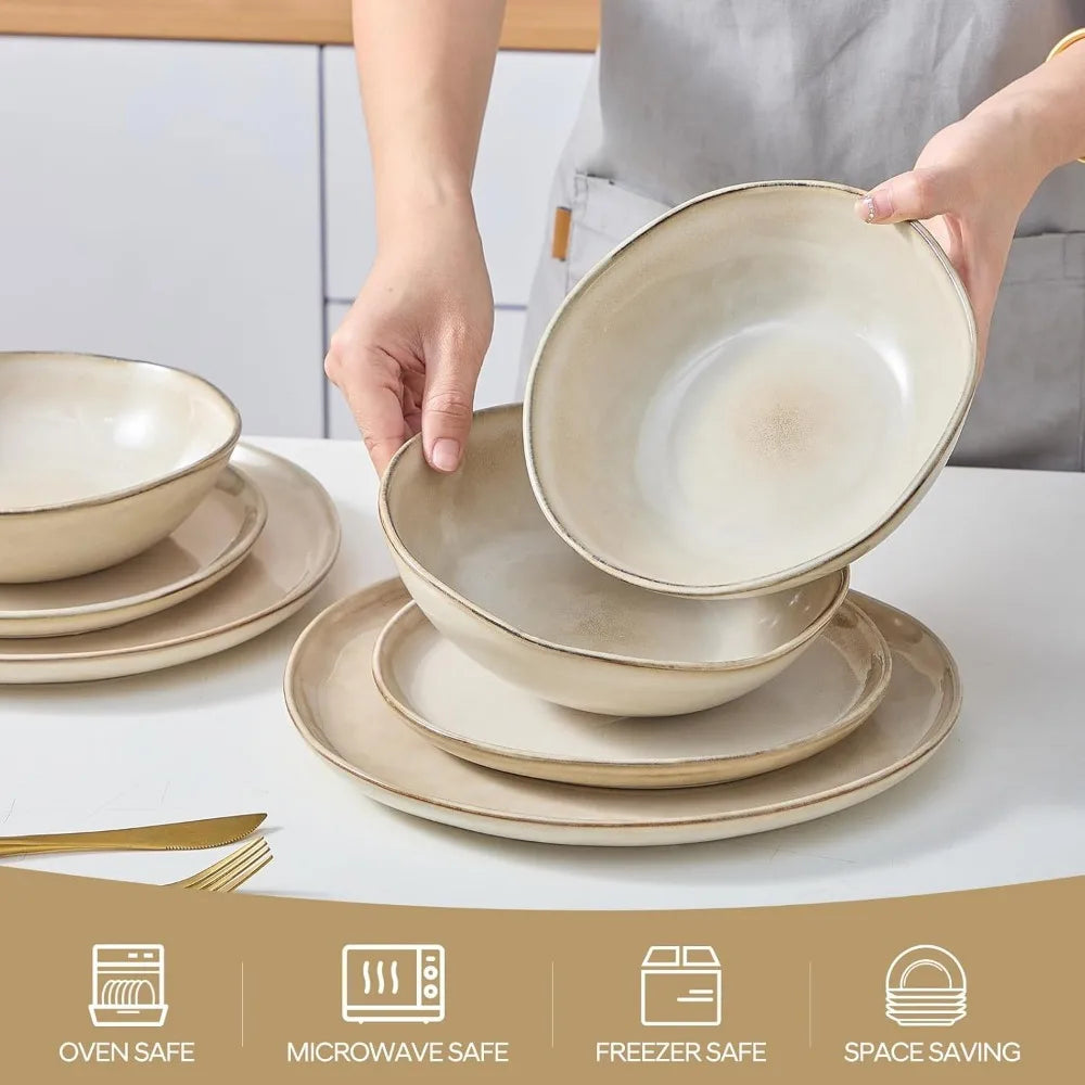 Ardela 12-Piece Glazed Ceramic Dining Set