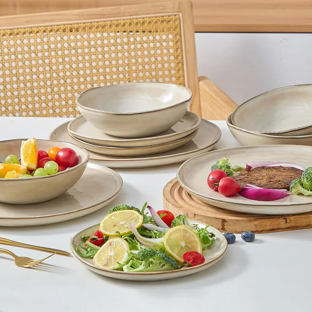 Ardela 12-Piece Glazed Ceramic Dining Set