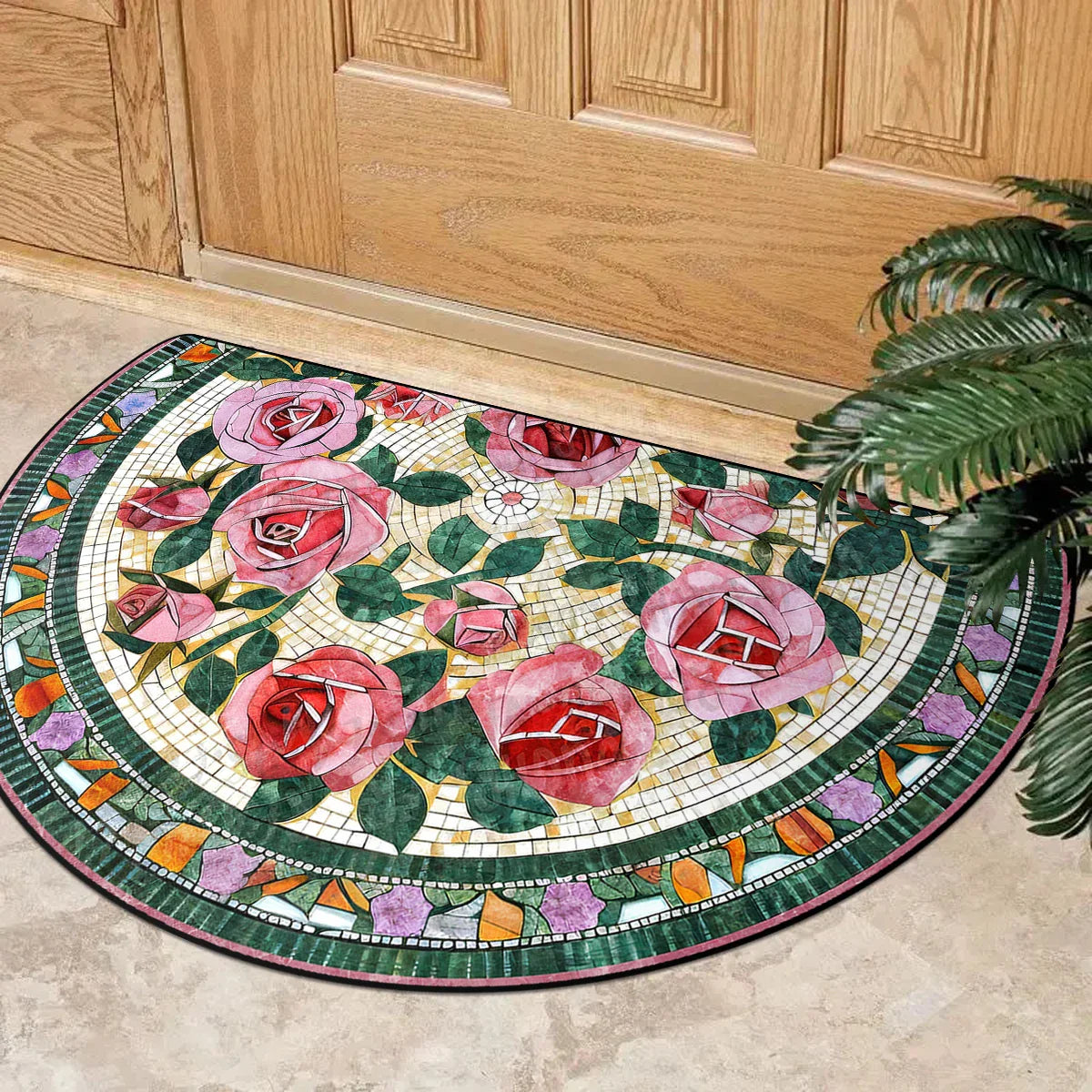 Mosaic Petal Welcome Mat