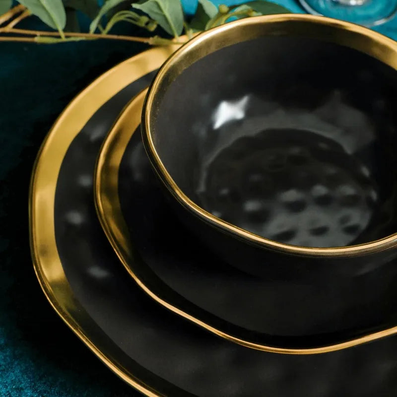 Opulent Gold Rimmed 16-Piece Dinner Set