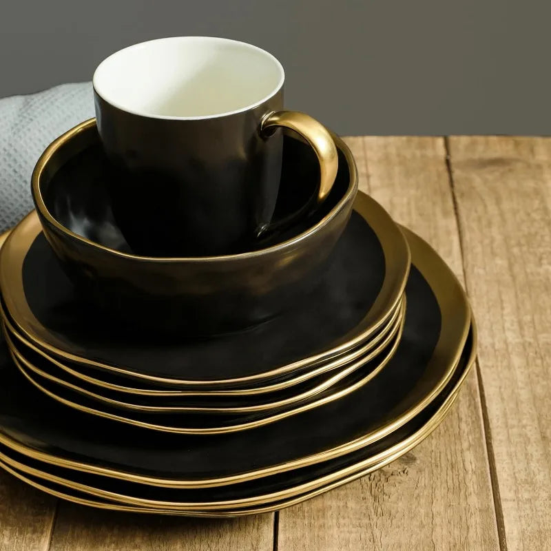 Opulent Gold Rimmed 16-Piece Dinner Set