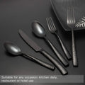Hammered Mirror Black Flatware Set